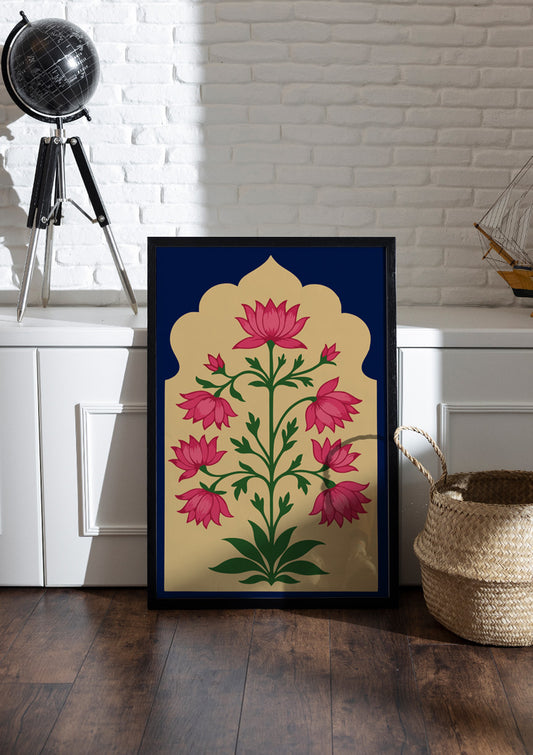 Traditional Indian flower Motif | Abstract & Boho Frames & Posters