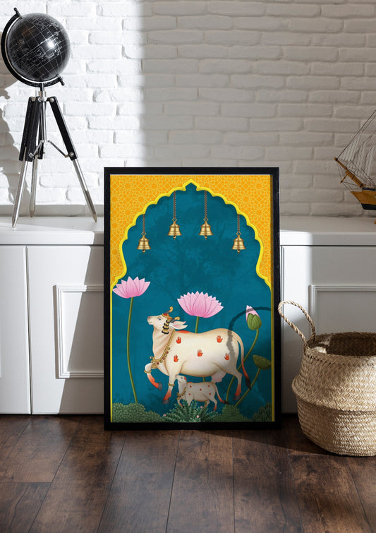 Kamdhenu cow | Abstract & Boho Frames & Posters