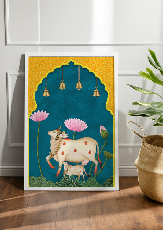 Kamdhenu cow | Abstract & Boho Frames & Posters