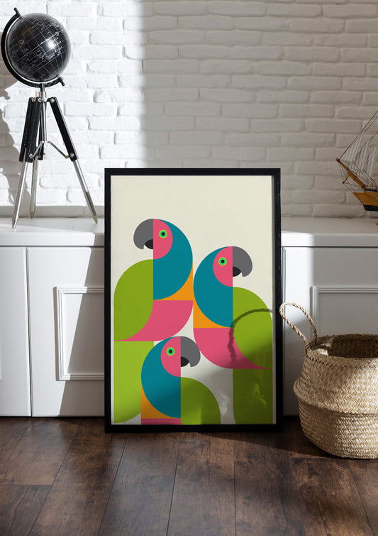 Mod Parrot art | Abstract & Boho Frames & Posters