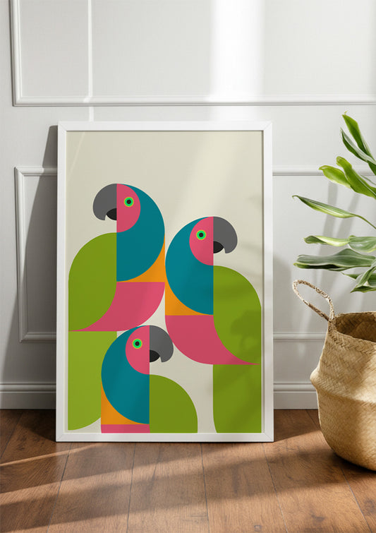 Mod Parrot art | Abstract & Boho Frames & Posters