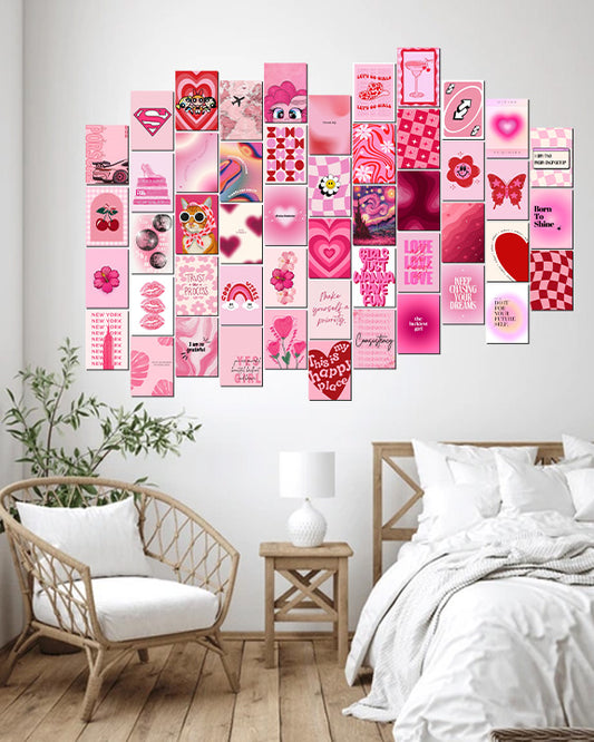 50 Pink Aesthetic Posters (4×6) | Pastel Pink Vibes Girls Posters
