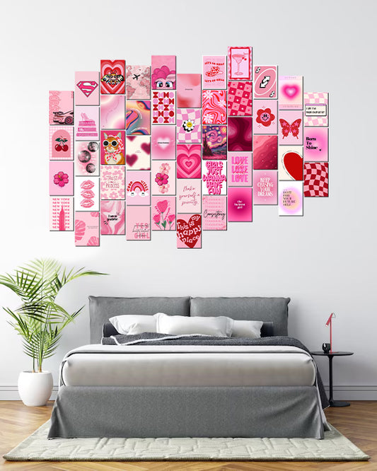 50 Pink Aesthetic Posters (4×6) | Pastel Pink Vibes Girls Posters