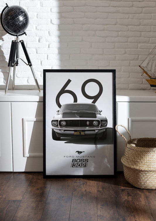 1969 Ford Mustang Boss 302 | Car Frame & Poster