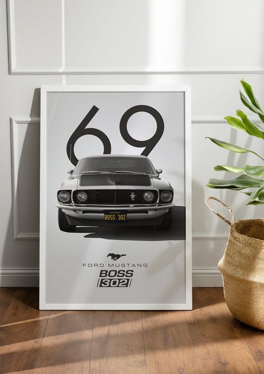 1969 Ford Mustang Boss 302 | Car Frame & Poster